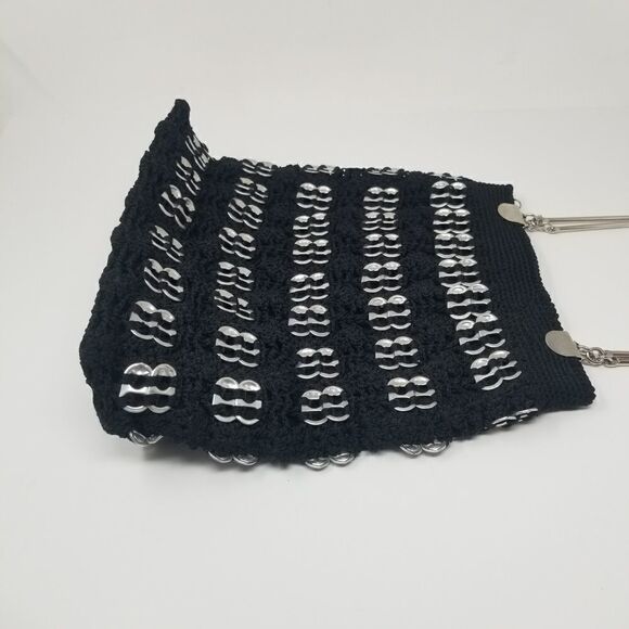 Black Macrame Shoulder Bag with Pop Tabs - Picture 11 of 13
